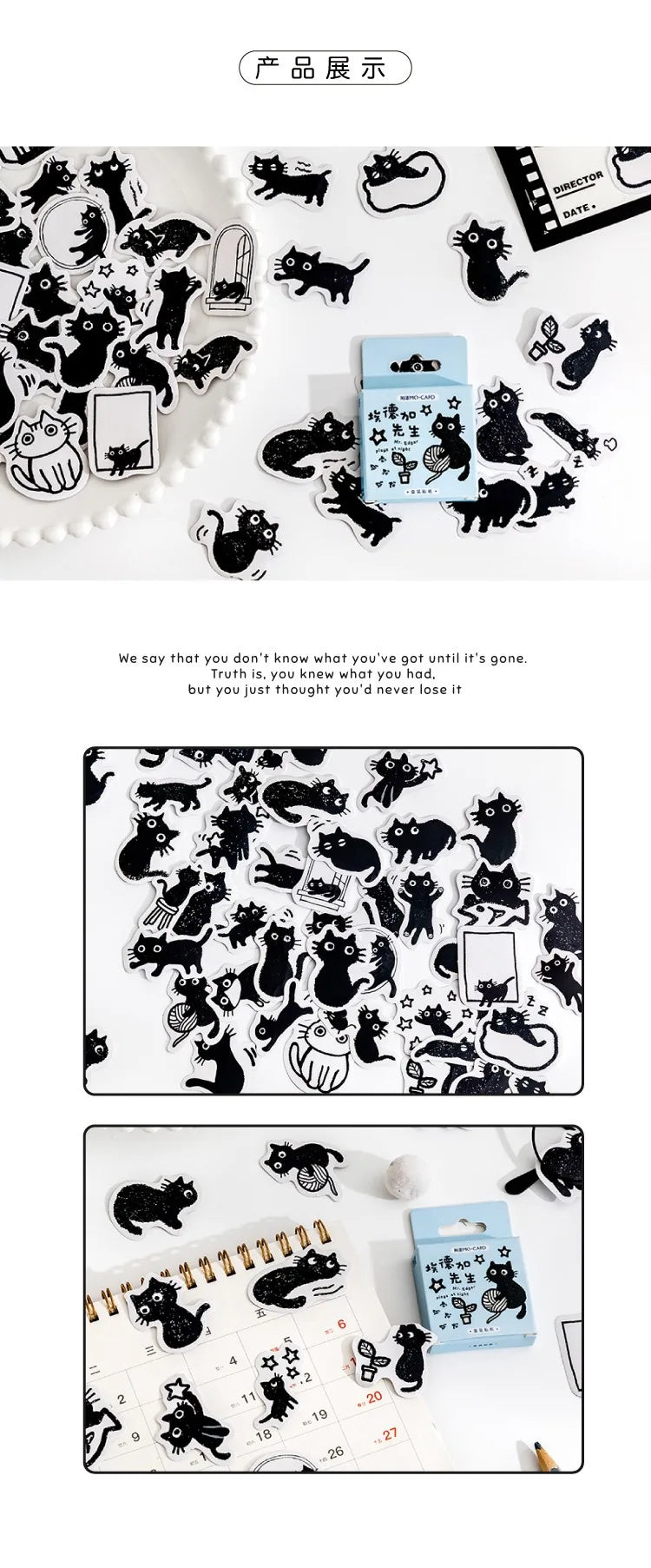 Mystical Black Cat Aesthetic Stickers