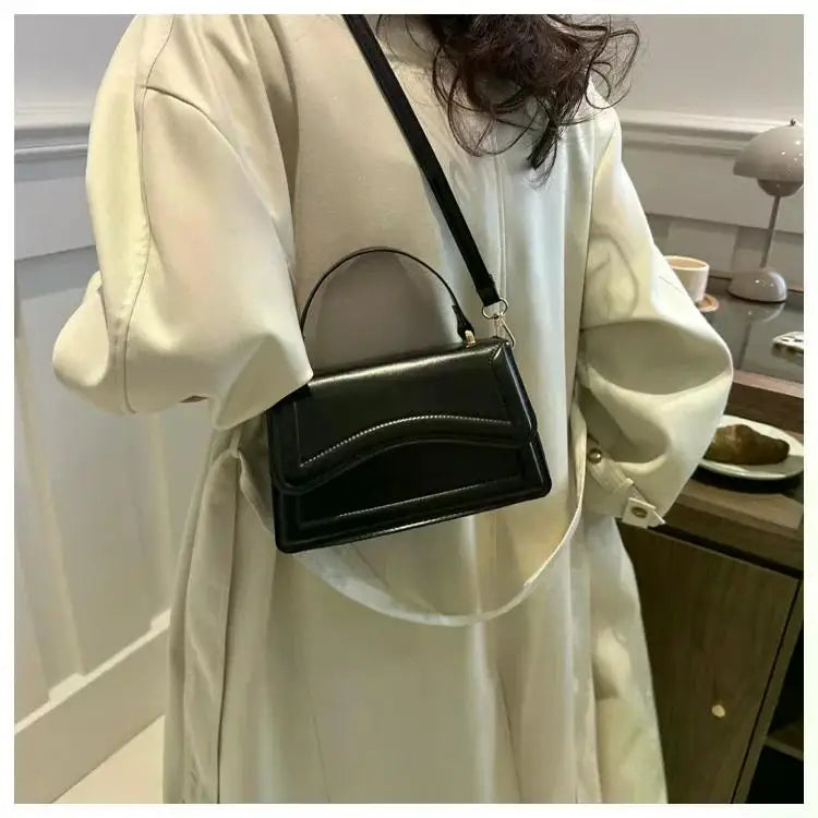 Curved Chic Crossbody PU Leather Handbag