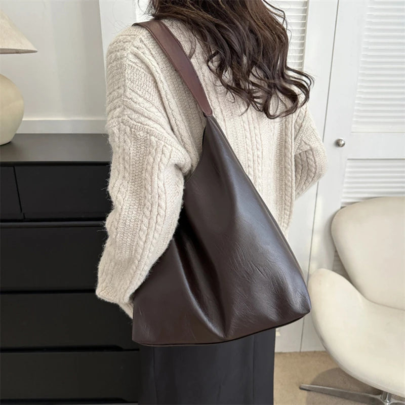Effortless Everyday Leather Bucket Tote Bag