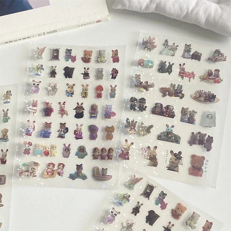 Fluffy Bears & Sweet Things Y2K Glitter Laser Sticker Sheets