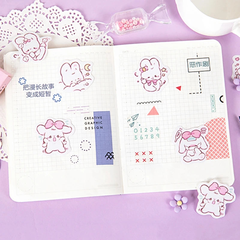 Sweet Bunny Dreams with Pink Bow Stickers