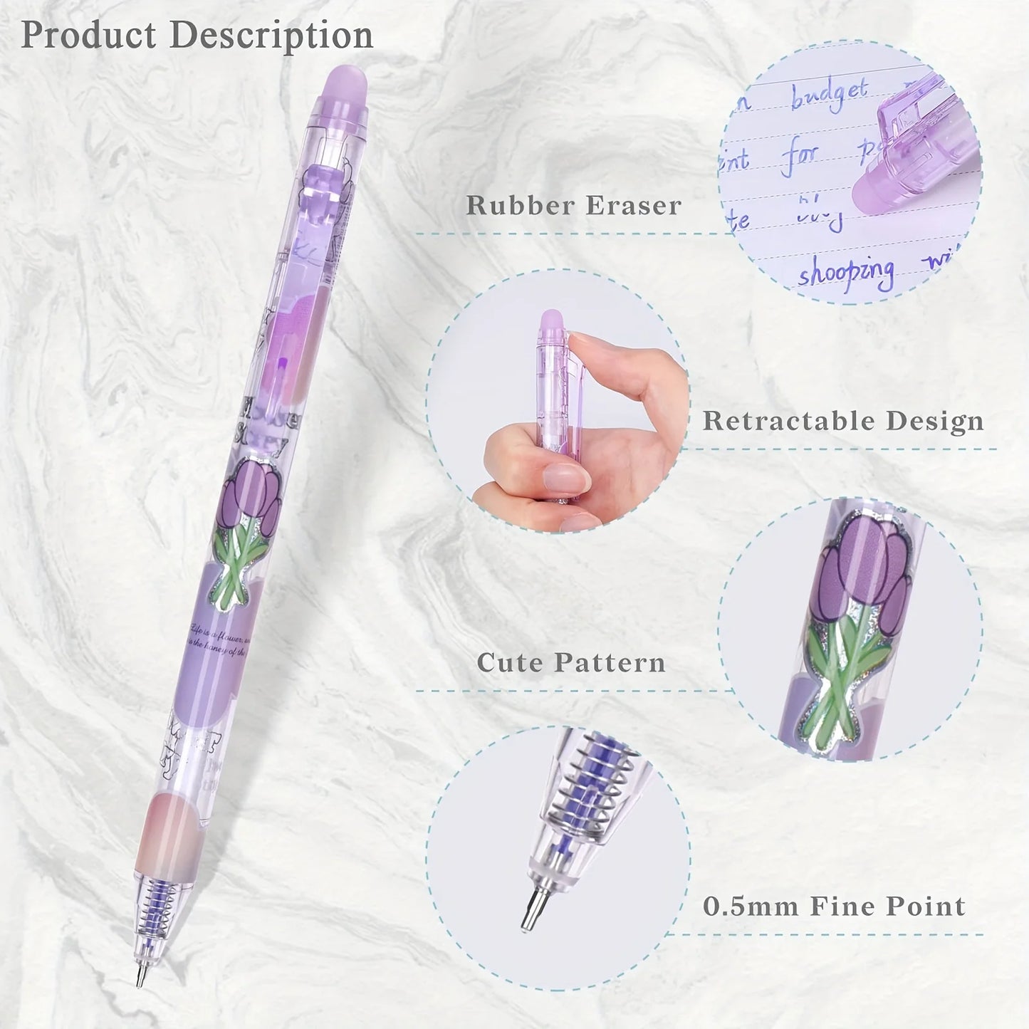 Purple Tulip Garden Erasable Pens