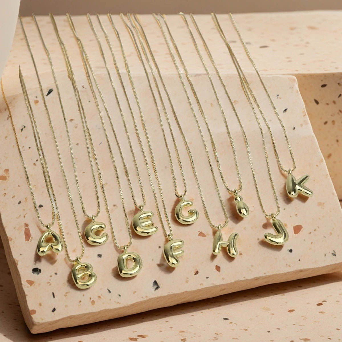 Chubby Bubble Gold Alphabet Pendant