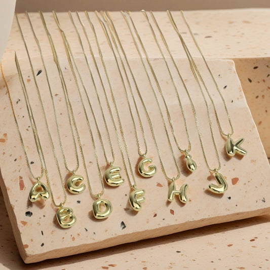 Chubby Bubble Gold Alphabet Pendant