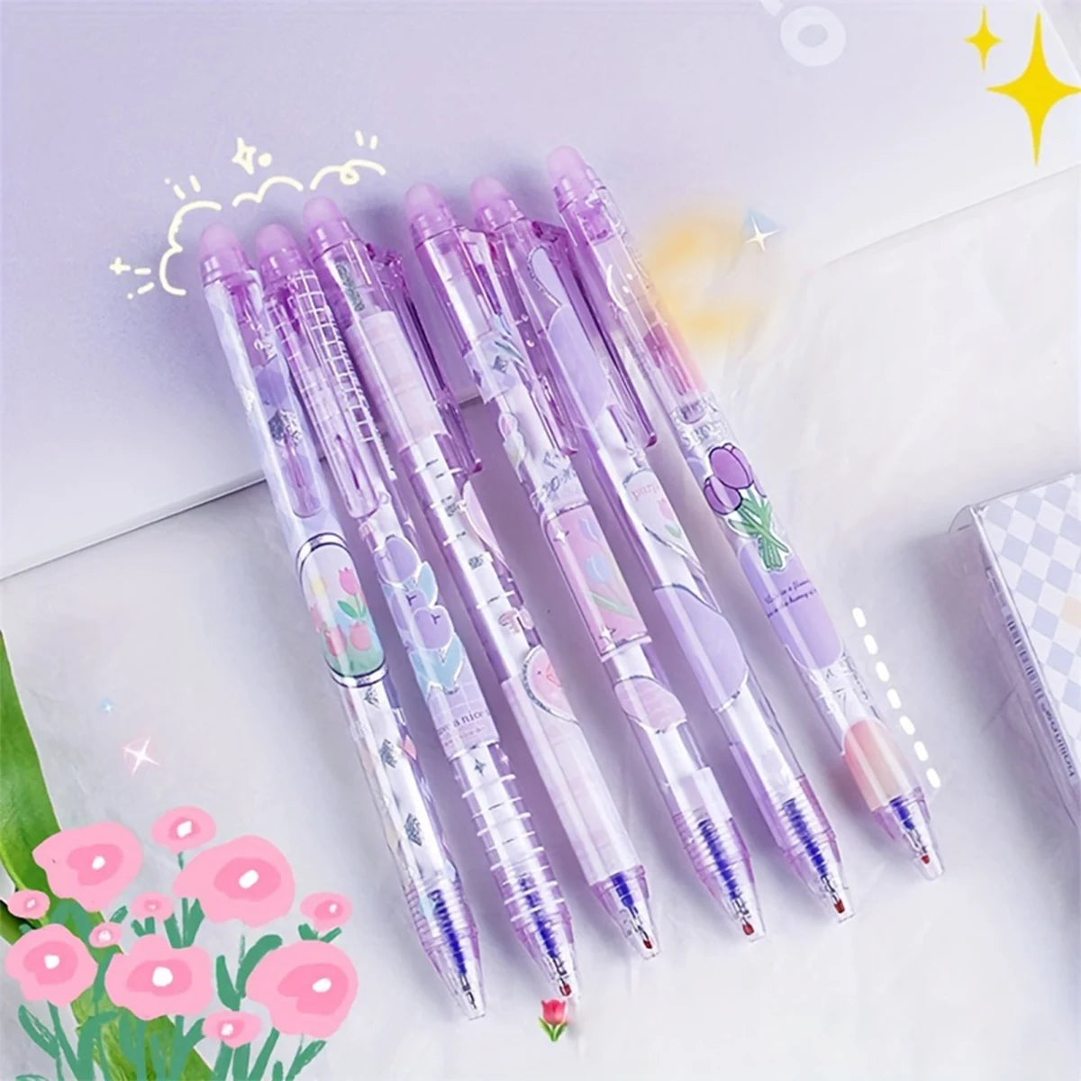 Purple Tulip Garden Erasable Pens
