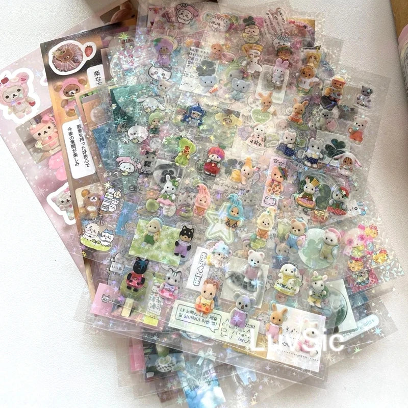 Fluffy Bears & Sweet Things Y2K Glitter Laser Sticker Sheets