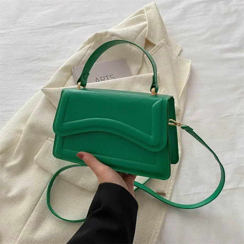 Curved Chic Crossbody PU Leather Handbag