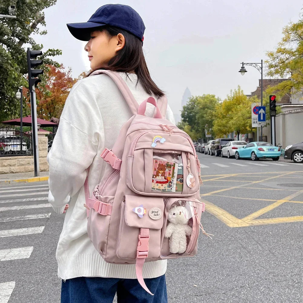 Japanese Bear Bloom Buddy Aesthetic Laptop Backpack