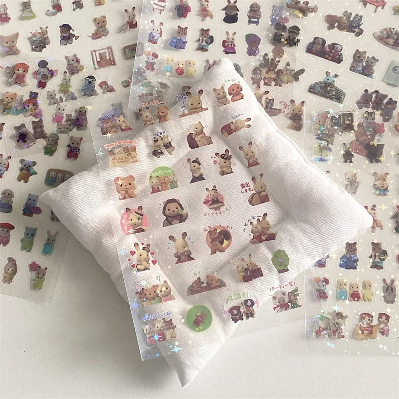 Fluffy Bears & Sweet Things Y2K Glitter Laser Sticker Sheets
