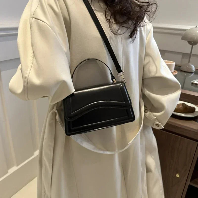 Curved Chic Crossbody PU Leather Handbag