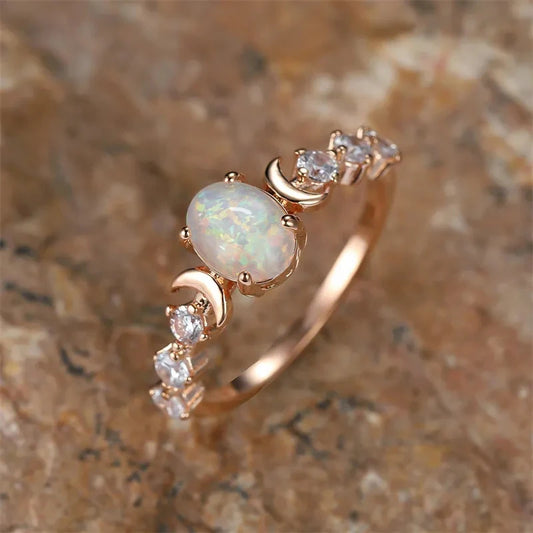 Opal Wishes Moon Ring