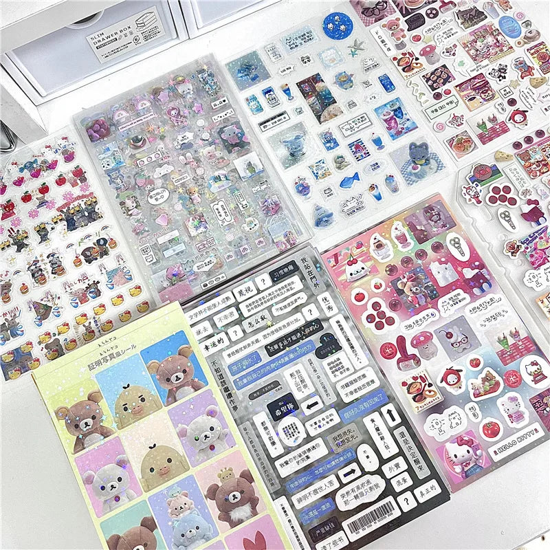 Fluffy Bears & Sweet Things Y2K Glitter Laser Sticker Sheets