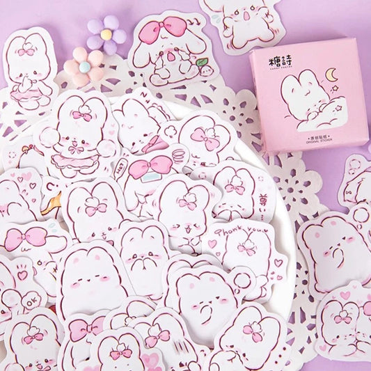 Sweet Bunny Dreams with Pink Bow Stickers