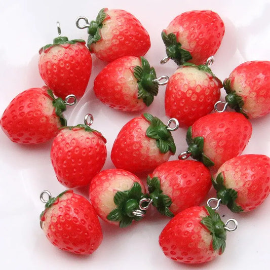 Sun-Kissed Strawberry Droplets Resin Charms
