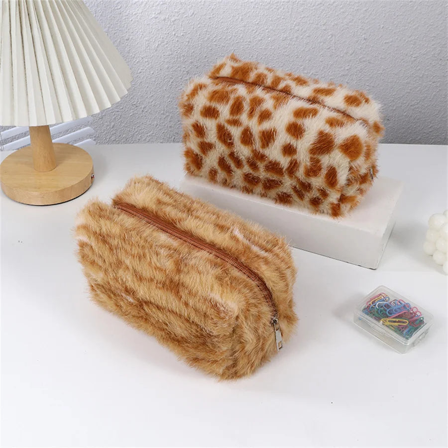 Fuzzy Safari Makeup Pouch