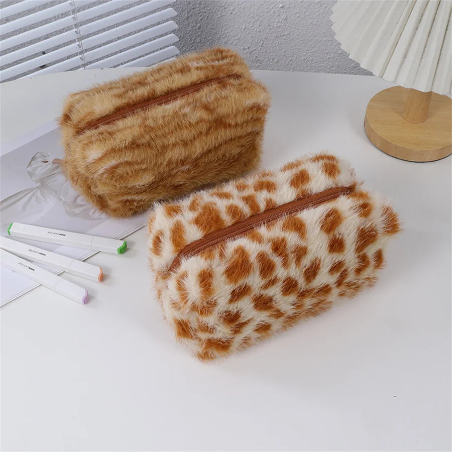 Fuzzy Safari Makeup Pouch