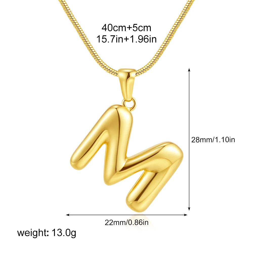 Chubby Bubble Gold Alphabet Pendant
