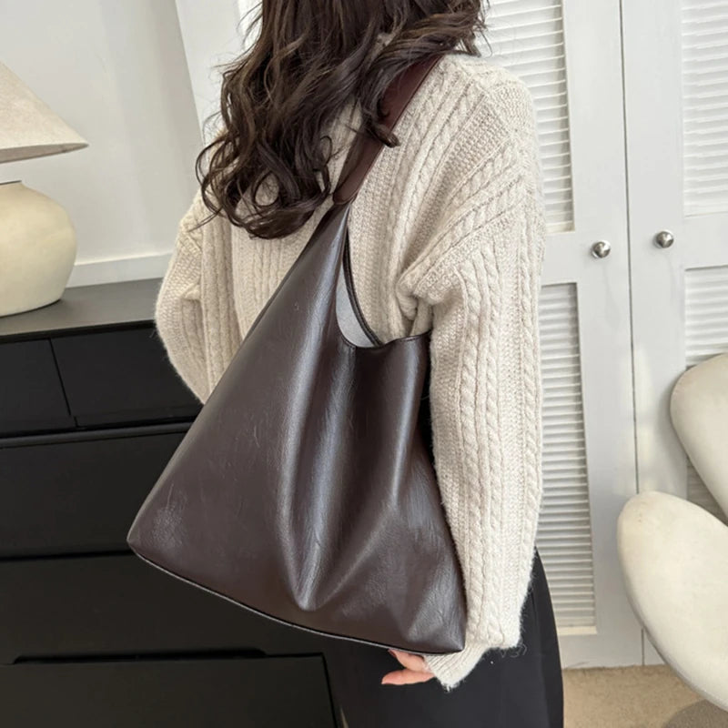 Effortless Everyday Leather Bucket Tote Bag