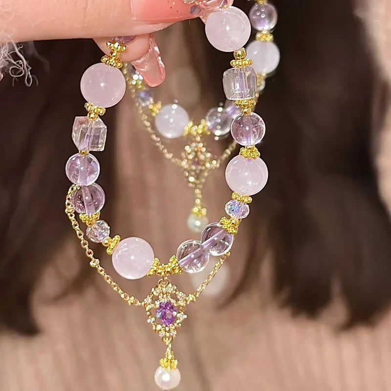 Lavender Dreams Royal Glass Crystal Beaded Bracelet