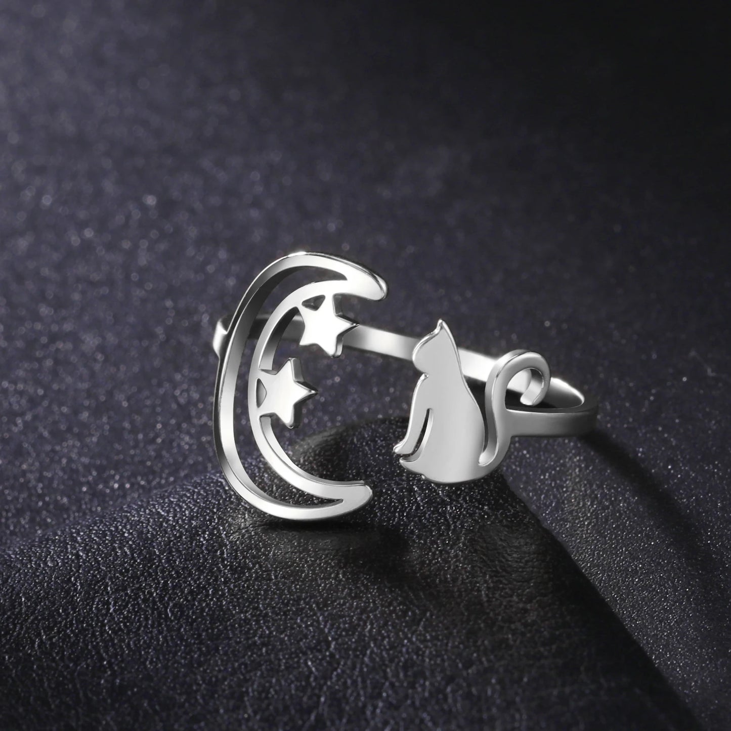 Moonbeam & Stardust Meow Stainless Steel Ring