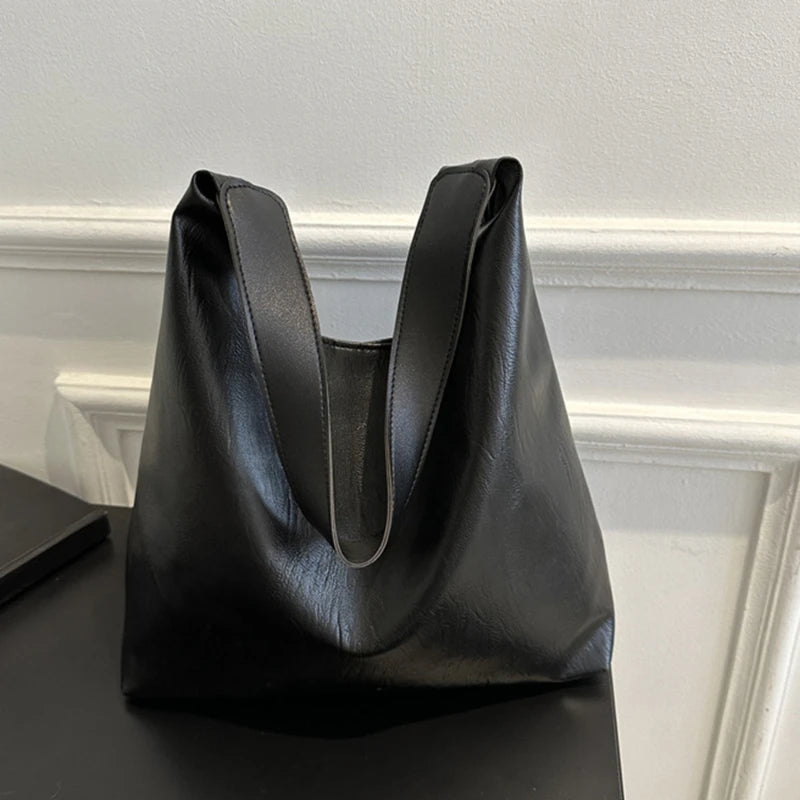 Effortless Everyday Leather Bucket Tote Bag