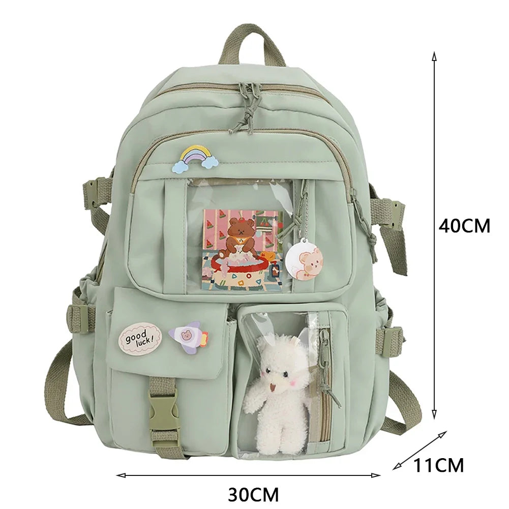 Japanese Bear Bloom Buddy Aesthetic Laptop Backpack