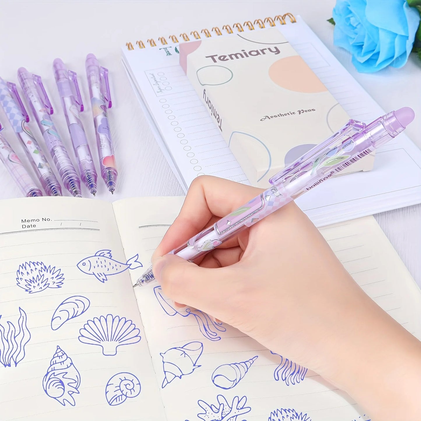 Purple Tulip Garden Erasable Pens