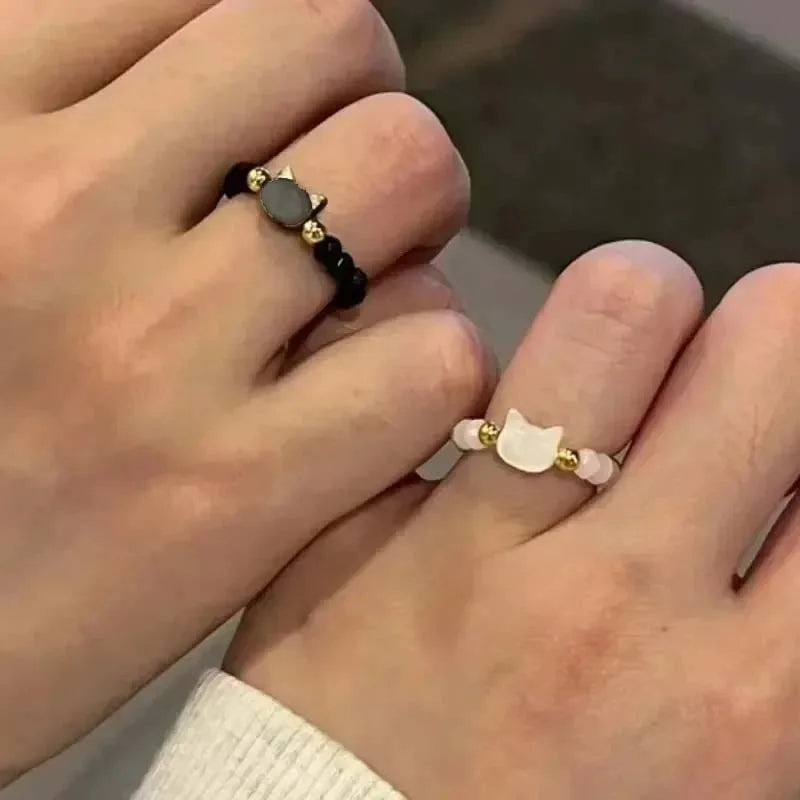 Cat Lover's Natural Moonstone Obsidian Ring