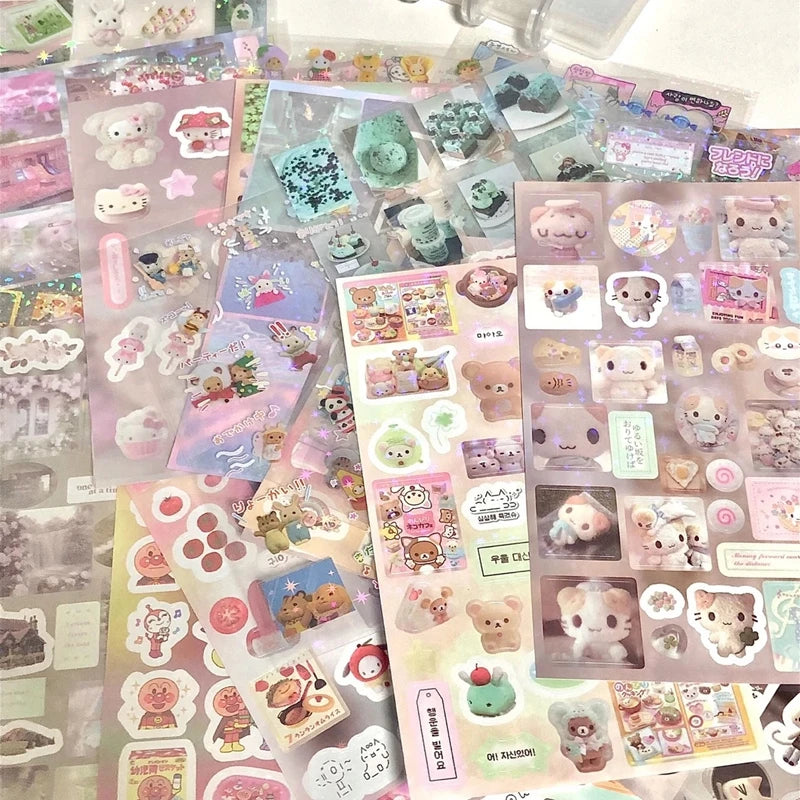 Fluffy Bears & Sweet Things Y2K Glitter Laser Sticker Sheets