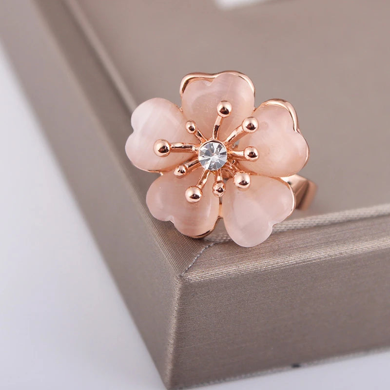 Blush Blossom Opal Flower Ring