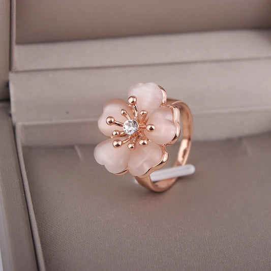 Blush Blossom Opal Flower Ring