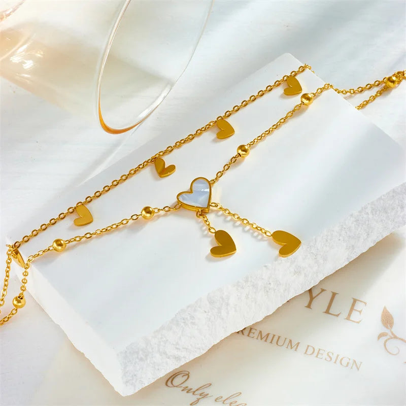 Sweet Hearts Stack Double Layer Love Anklet