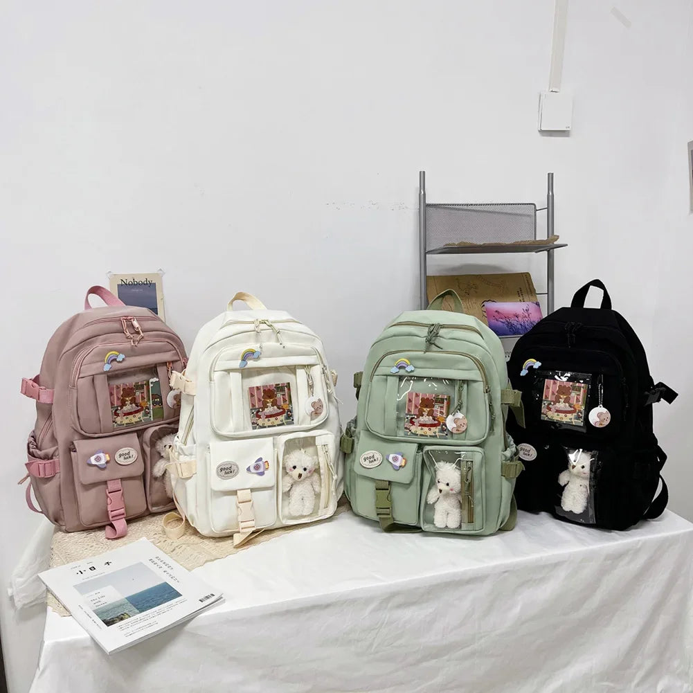 Japanese Bear Bloom Buddy Aesthetic Laptop Backpack