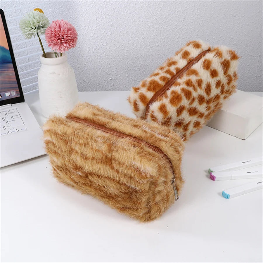 Fuzzy Safari Makeup Pouch