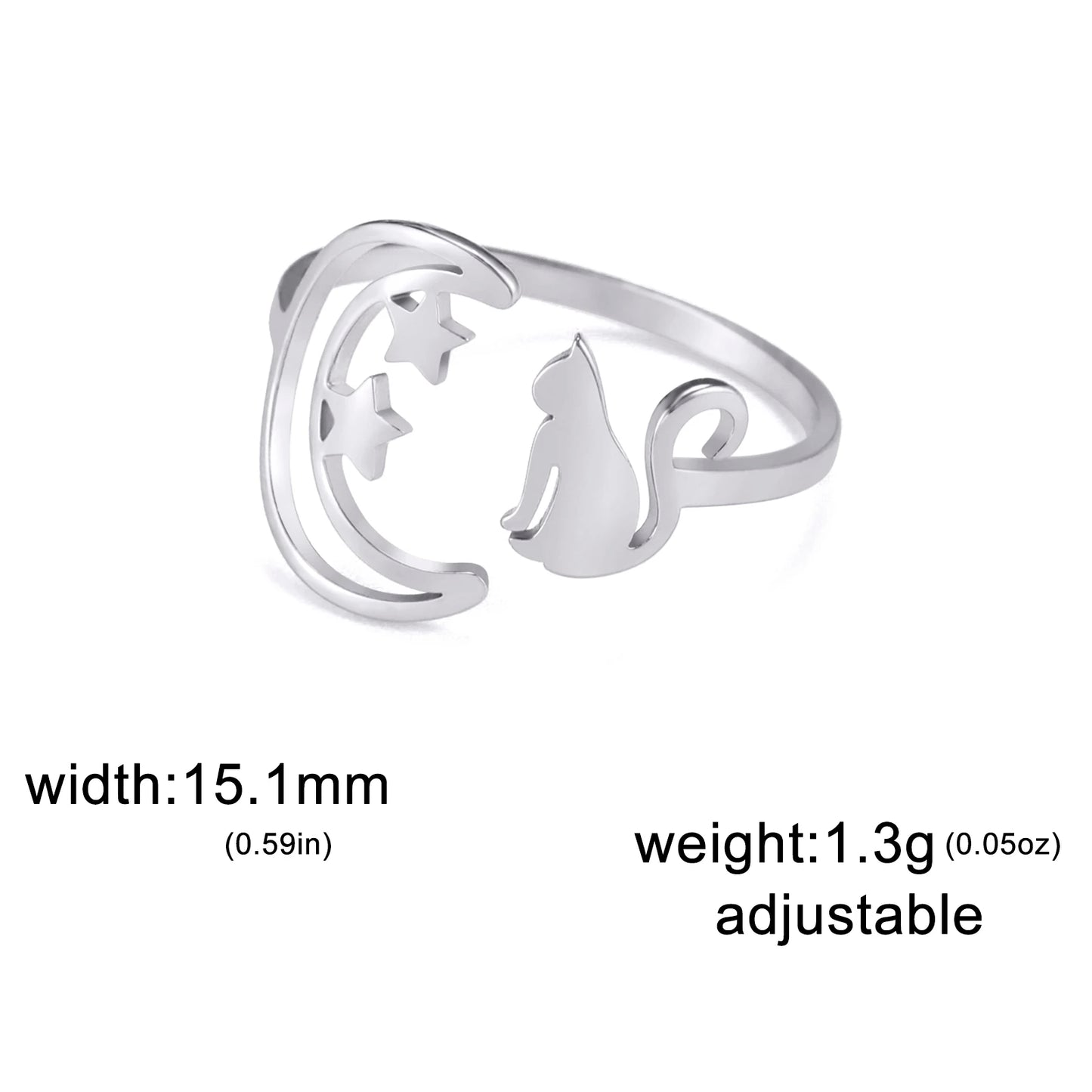 Moonbeam & Stardust Meow Stainless Steel Ring
