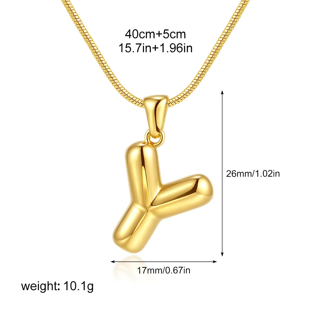 Chubby Bubble Gold Alphabet Pendant