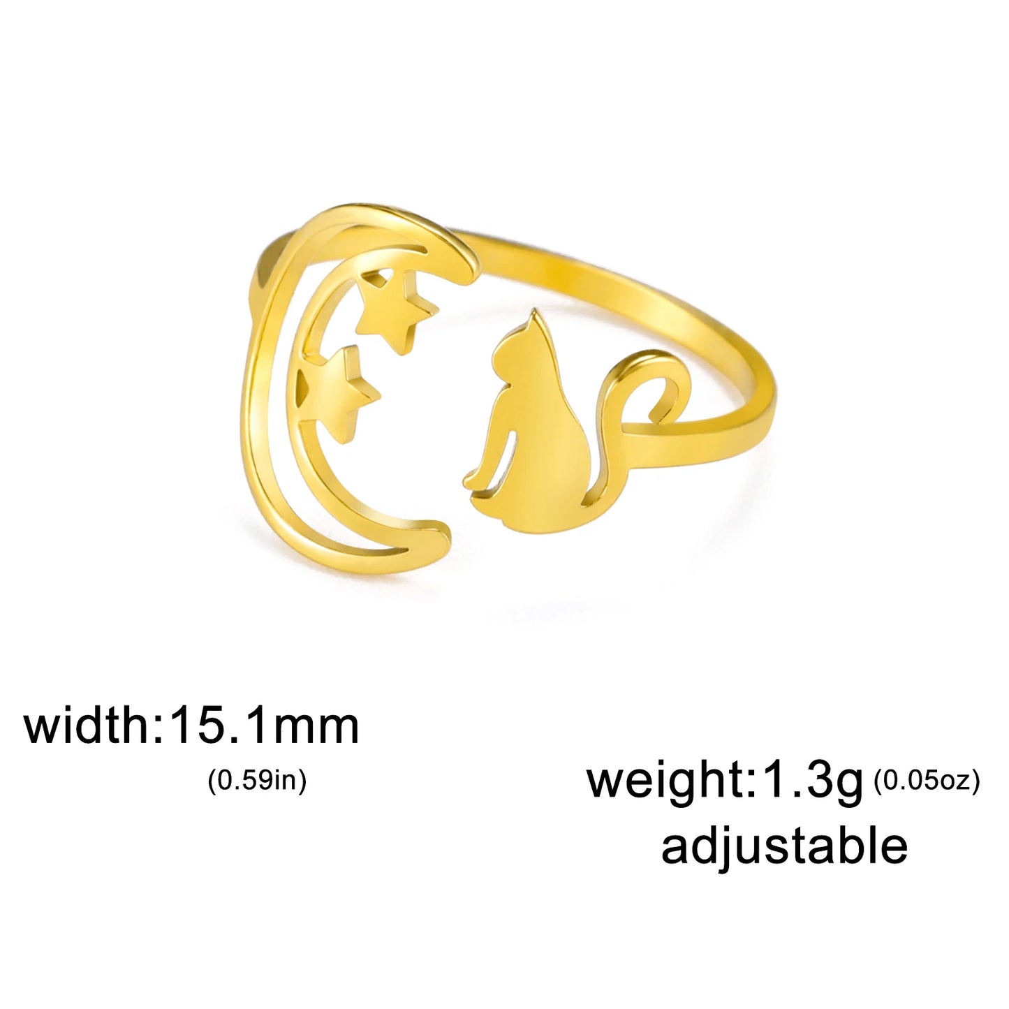 Moonbeam & Stardust Meow Stainless Steel Ring