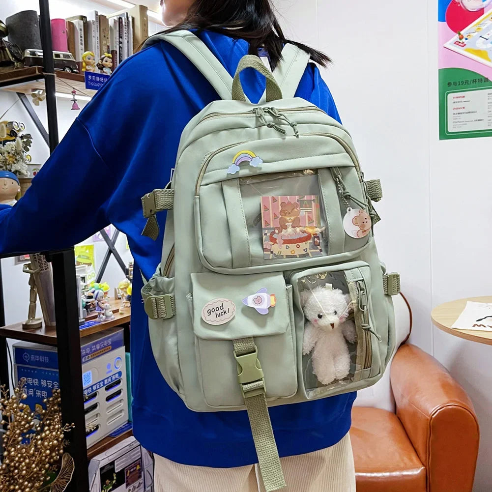 Japanese Bear Bloom Buddy Aesthetic Laptop Backpack