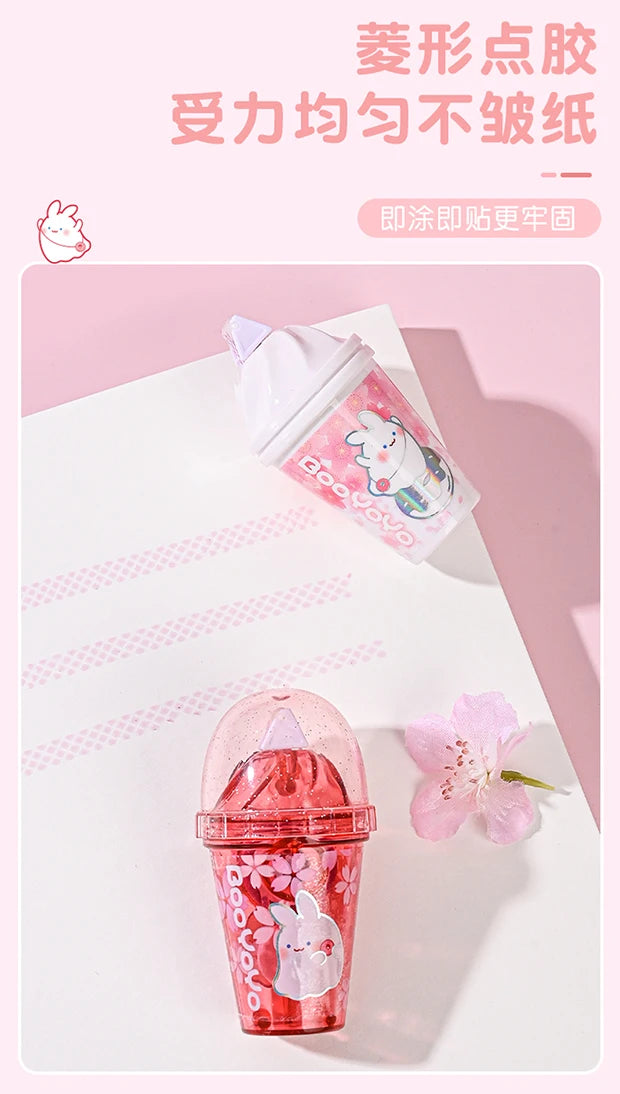 Pink Boba Bunny Double-Sided Glue Tape
