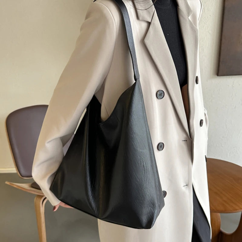 Effortless Everyday Leather Bucket Tote Bag