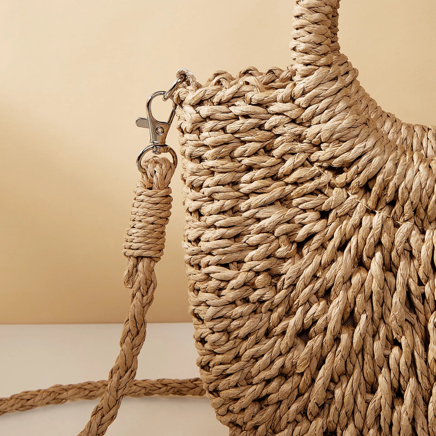 Bohemian Halo Woven Half-Moon Beach Tote Bag