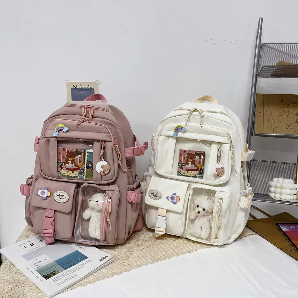 Japanese Bear Bloom Buddy Aesthetic Laptop Backpack