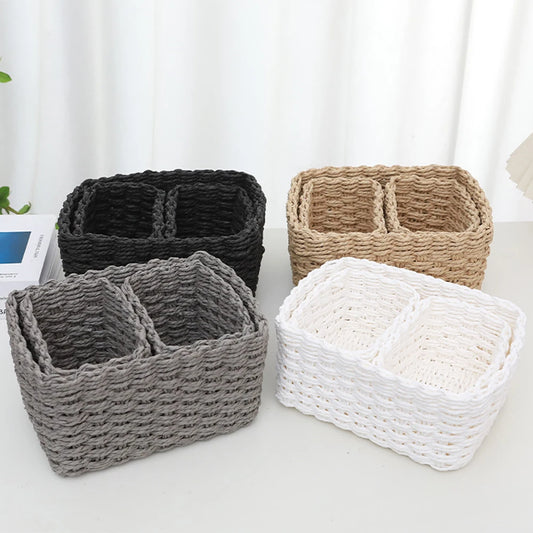Handmade Woven Cozy Compartment Rope Storage Baskets