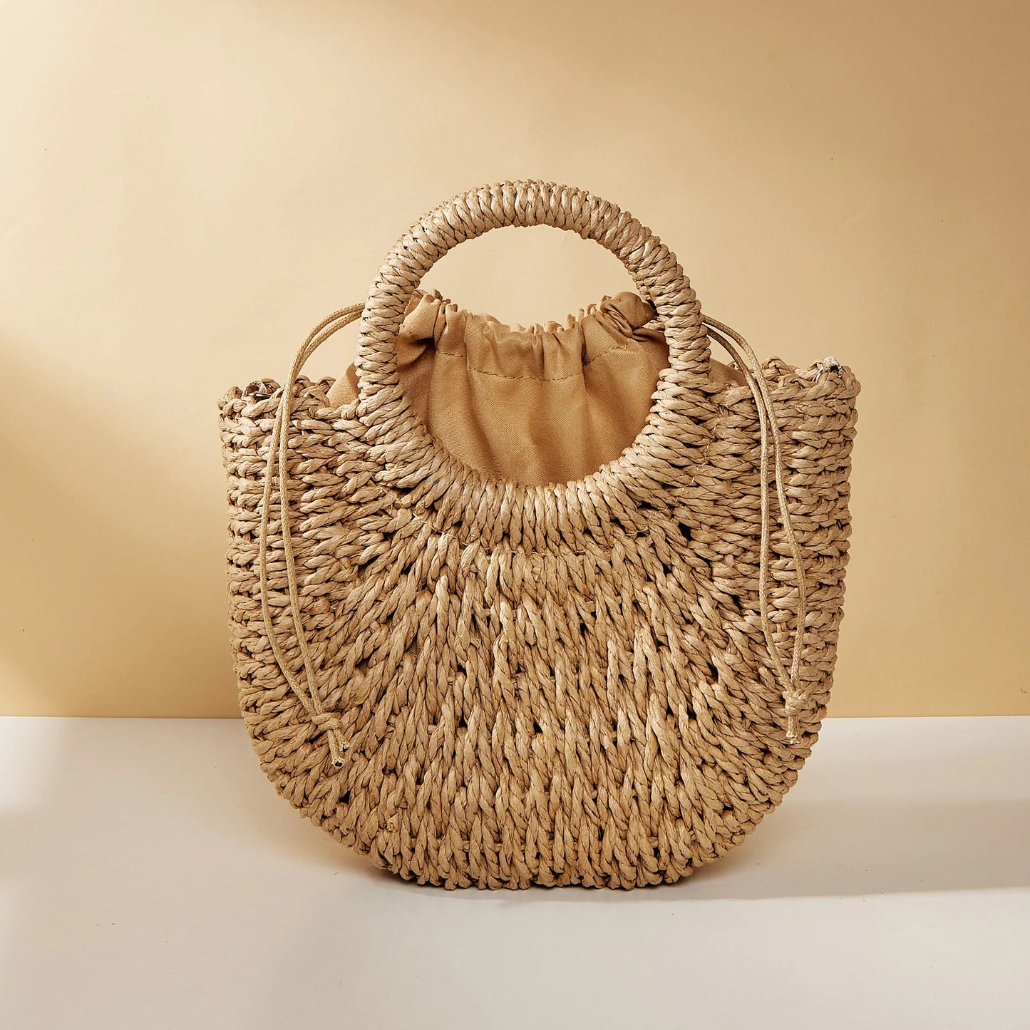Bohemian Halo Woven Half-Moon Beach Tote Bag