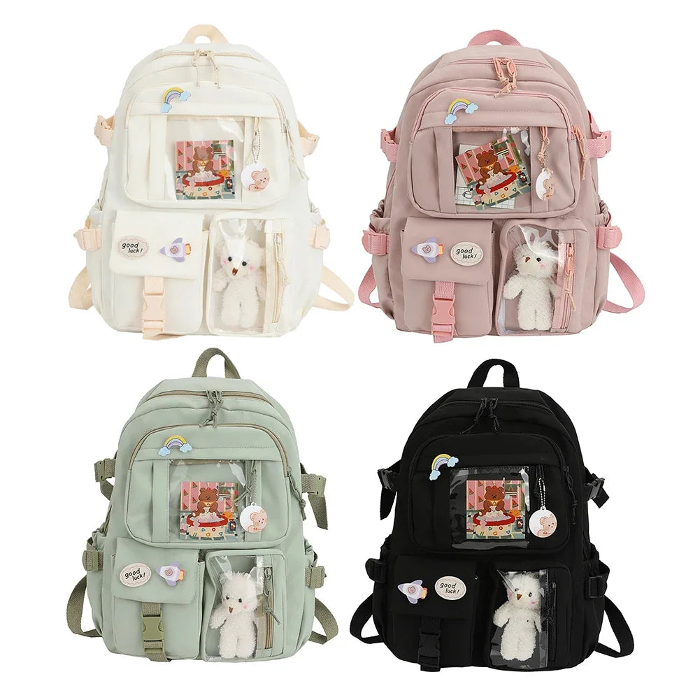 Japanese Bear Bloom Buddy Aesthetic Laptop Backpack