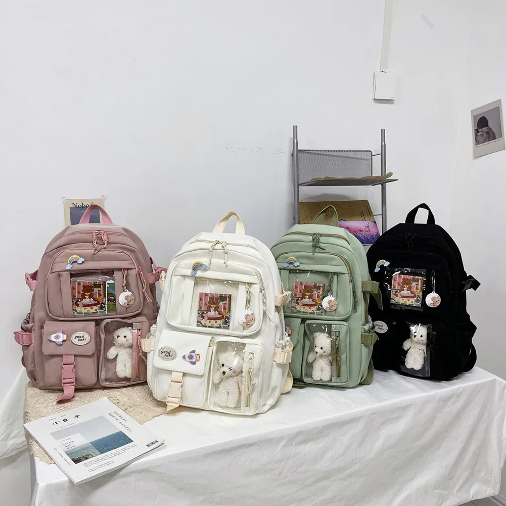 Japanese Bear Bloom Buddy Aesthetic Laptop Backpack