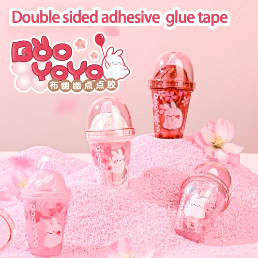 Pink Boba Bunny Double-Sided Glue Tape