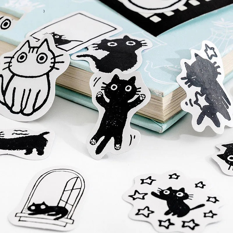 Mystical Black Cat Aesthetic Stickers