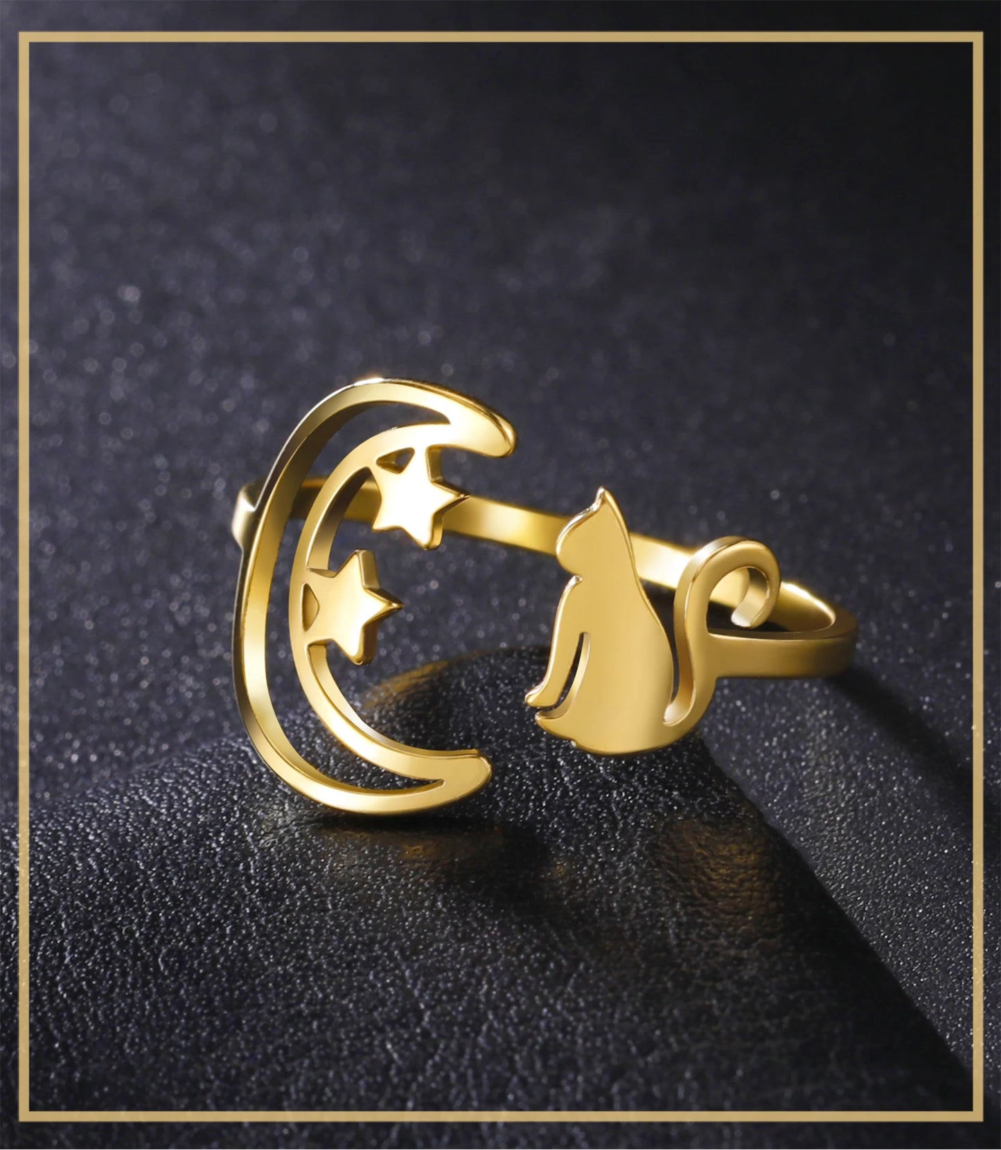 Moonbeam & Stardust Meow Stainless Steel Ring