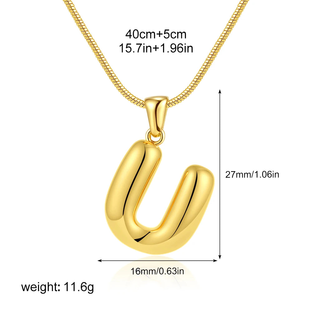 Chubby Bubble Gold Alphabet Pendant